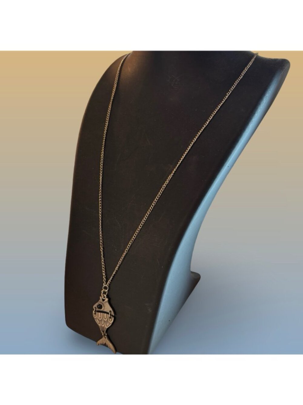 Fish Pendant Necklace With Articulated Design In Vintage Silver Finish Gift - Picture 3 of 8